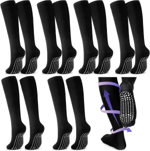 Xtinmee 6 Pairs Compression Socks for Women Men 20-30 mmHg Anti Skid Hospital Compression Sock with Non Slip Grips for Safety