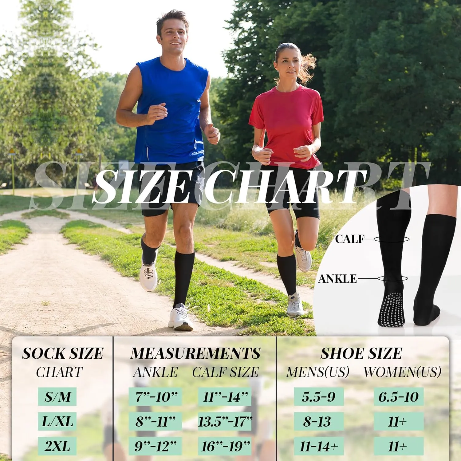 Xtinmee 6 Pairs Compression Socks for Women Men 20-30 mmHg Anti Skid Hospital Compression Sock with Non Slip Grips for Safety