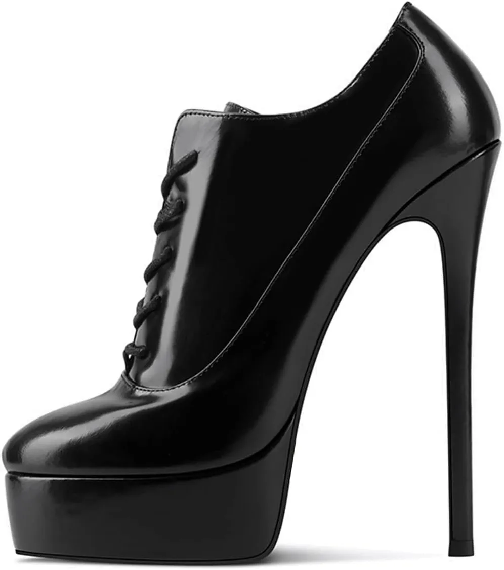 XYD Women Autumn Round Toe Platform Lace Up Ankle Stiletto High Heels Fashion Strappy Pumps Ladies Night Club Party Evening Prom Dress Shoes