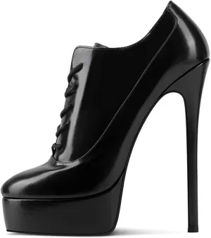 XYD Women Autumn Round Toe Platform Lace Up Ankle Stiletto High Heels Fashion Strappy Pumps Ladies Night Club Party Evening Prom Dress Shoes