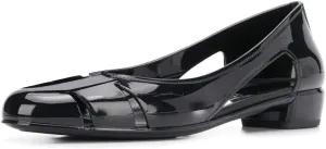 XYD Women Chic Slip On Mirror Pumps Round Closed Toe Cut Out Low Heels Marry Jane Slide Comfort Casual Flats Shoes