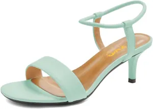XYD Women Comfy Mid Low Heel Sandals Open Round Toe Ankle Strap Pull On Pumps Summer Casual Walking Dressy Party Shoes