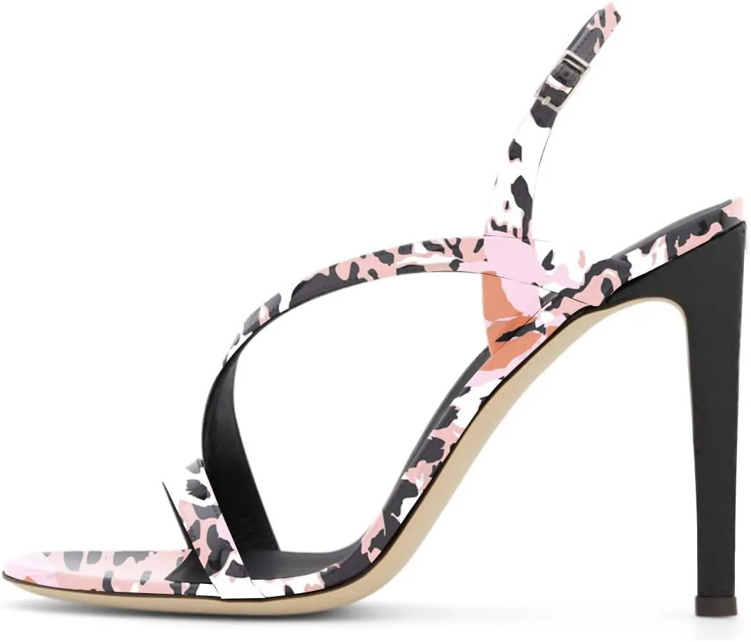 XYD Women Sexy Multicolored Slingback Sandals Open Toe High Heels Single Strap Slip On Shoes