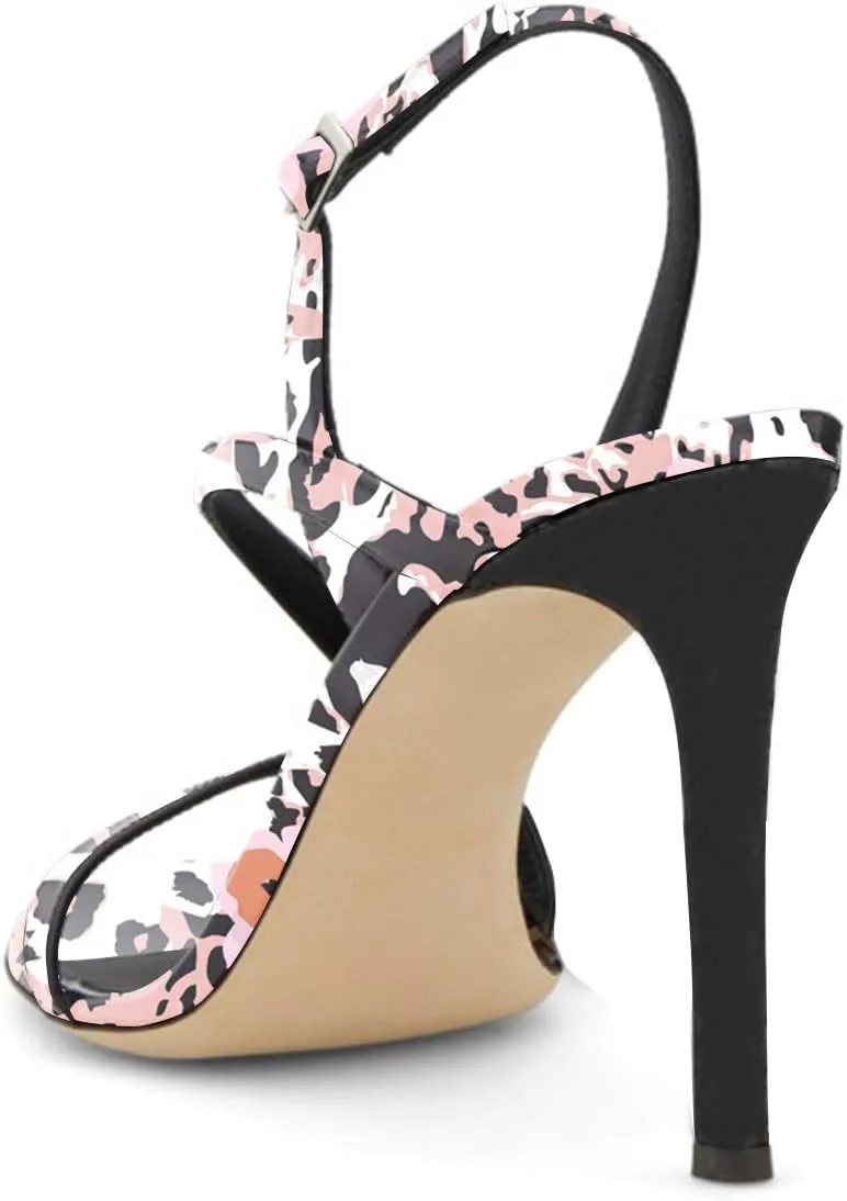 XYD Women Sexy Multicolored Slingback Sandals Open Toe High Heels Single Strap Slip On Shoes