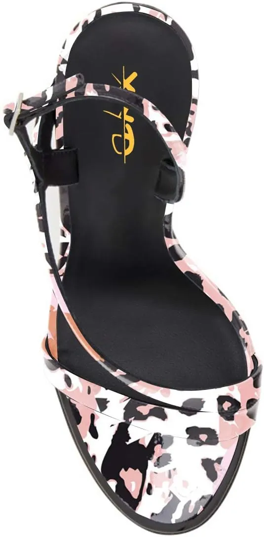 XYD Women Sexy Multicolored Slingback Sandals Open Toe High Heels Single Strap Slip On Shoes