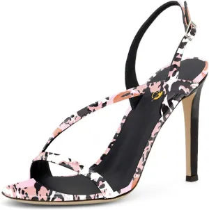 XYD Women Sexy Multicolored Slingback Sandals Open Toe High Heels Single Strap Slip On Shoes
