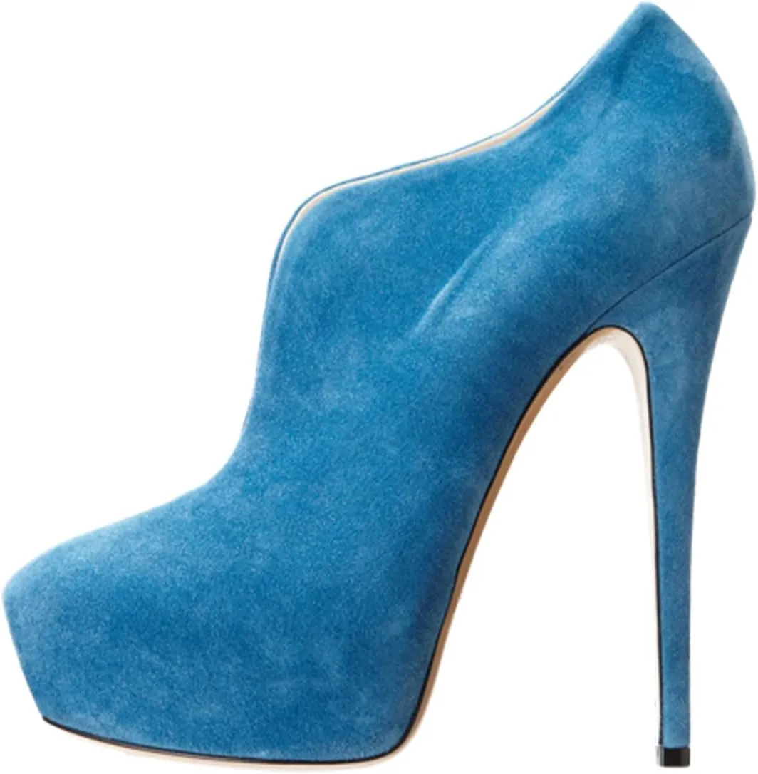 XYD Women Stilettos High Heel Closed Toe Platform Pumps Low-Cut Slip On Short Boots Dress Formal Shoes
