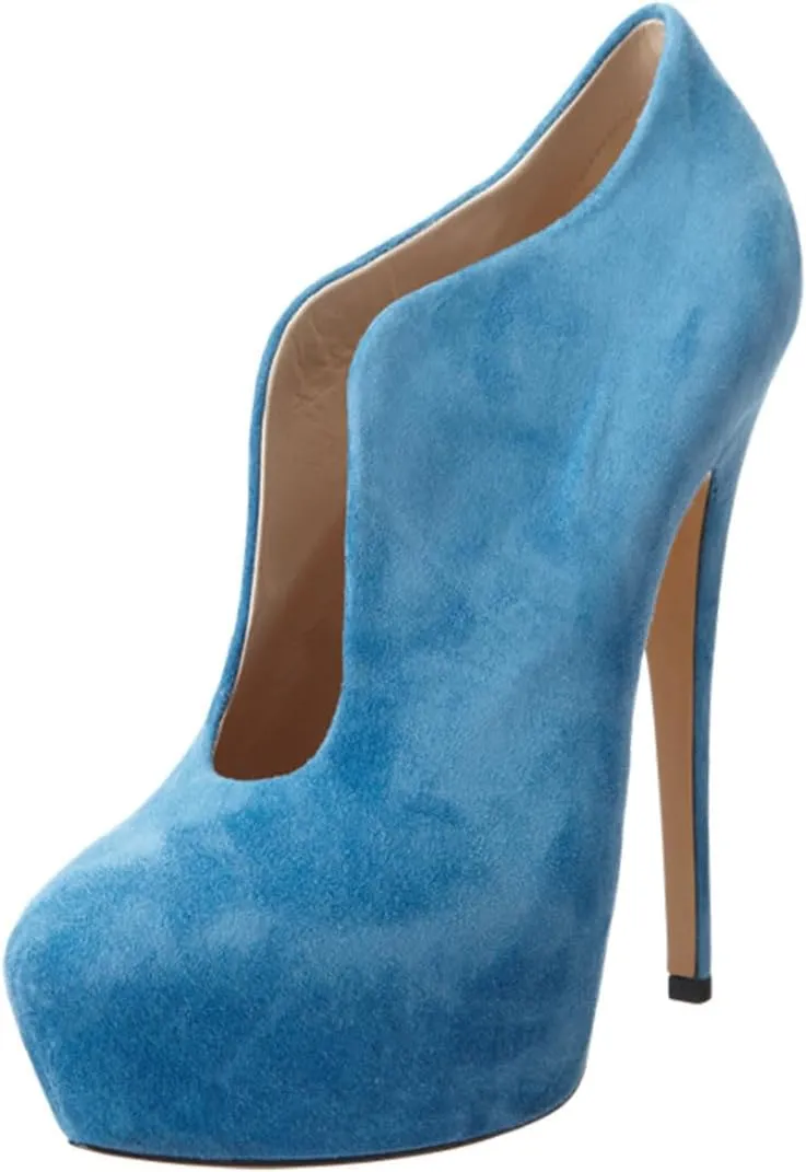 XYD Women Stilettos High Heel Closed Toe Platform Pumps Low-Cut Slip On Short Boots Dress Formal Shoes