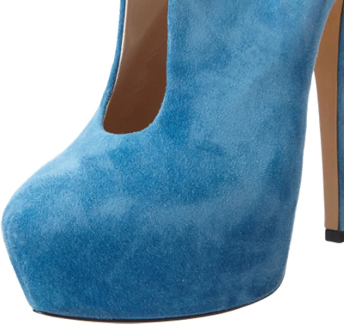 XYD Women Stilettos High Heel Closed Toe Platform Pumps Low-Cut Slip On Short Boots Dress Formal Shoes