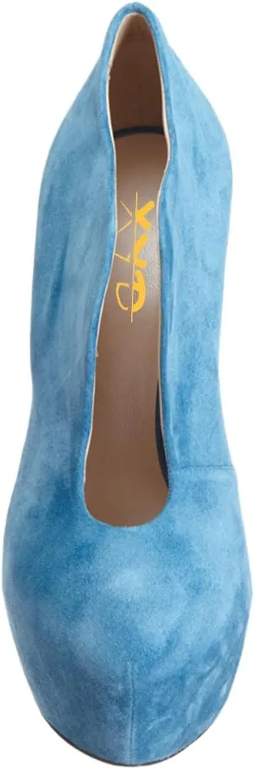 XYD Women Stilettos High Heel Closed Toe Platform Pumps Low-Cut Slip On Short Boots Dress Formal Shoes