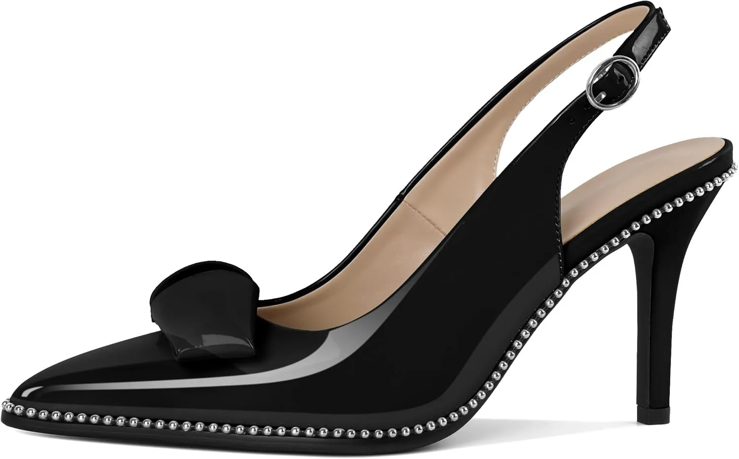 Zamikoo Slingback Heels for Women Pointed Toe Slip On Stilettos High Heel Pumps Shoes Dressy 3 Inches