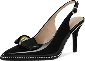 Zamikoo Slingback Heels for Women Pointed Toe Slip On Stilettos High Heel Pumps Shoes Dressy 3 Inches