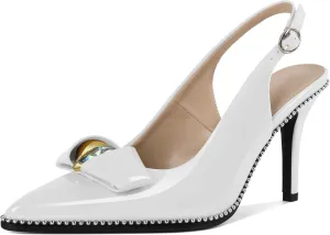 Zamikoo Slingback Heels for Women Pointed Toe Slip On Stilettos High Heel Pumps Shoes Dressy 3 Inches