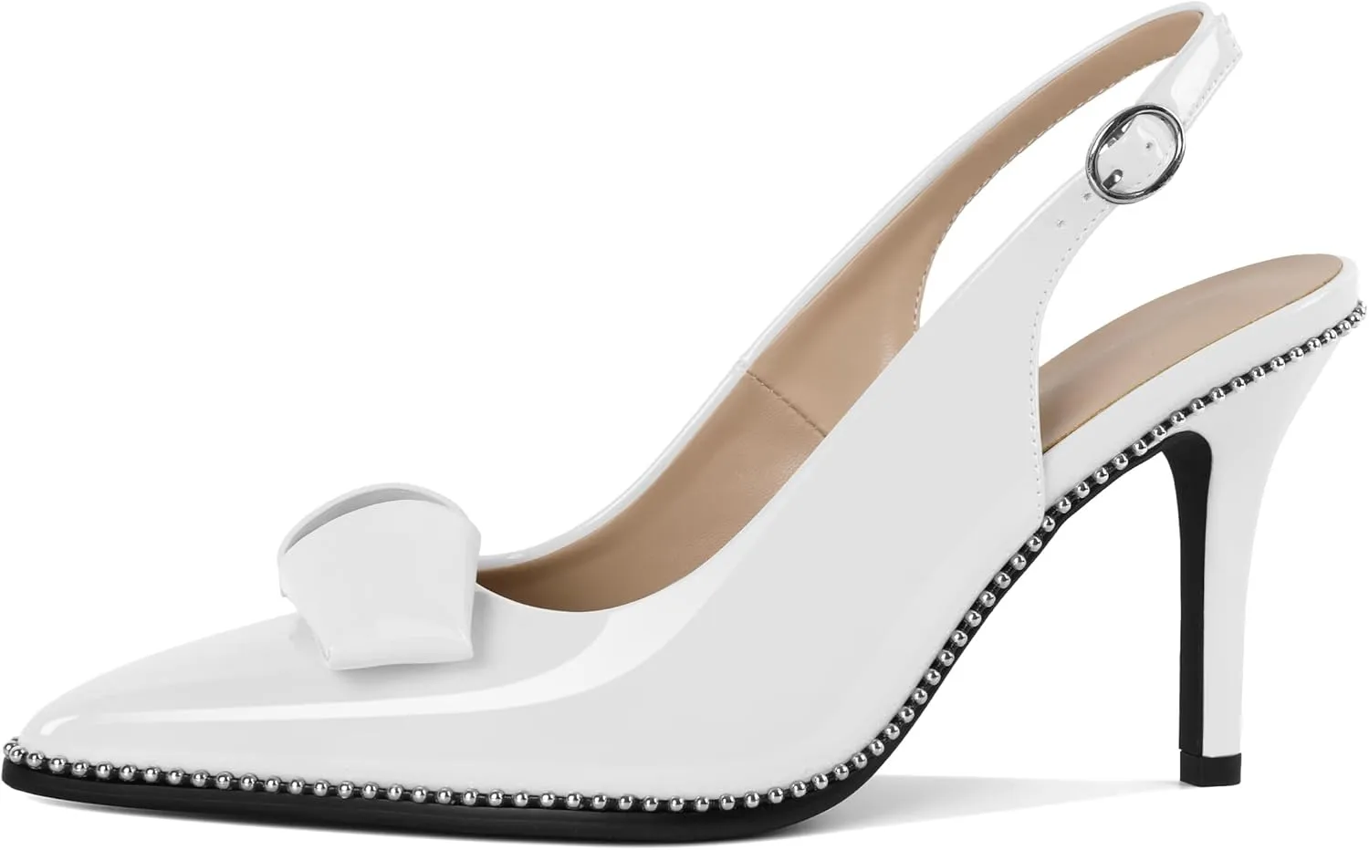 Zamikoo Slingback Heels for Women Pointed Toe Slip On Stilettos High Heel Pumps Shoes Dressy 3 Inches