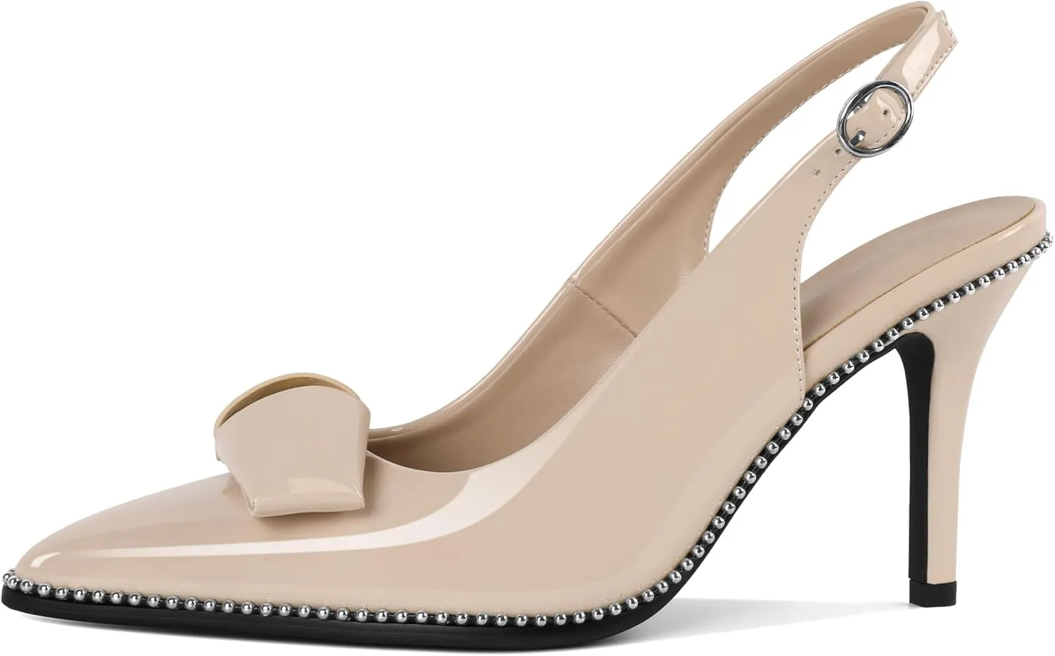 Zamikoo Slingback Heels for Women Pointed Toe Slip On Stilettos High Heel Pumps Shoes Dressy 3 Inches
